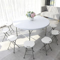 Collapsible round table dining table for home use - round plastic large tabletop restaurant table and chairs - folding dining table
