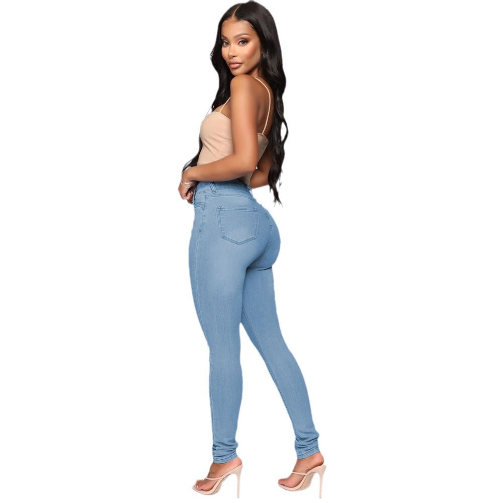 Amazon  skinny jeans women's new european and american pencil washed skinny jeans stretch denim pants