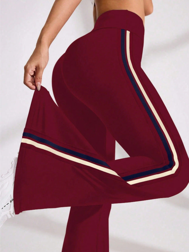 new arrivalcasual bootcut yoga pants high waist elastic pilates sports tummy control leg lengthening quick-drying bell bottoms