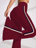 new arrivalcasual bootcut yoga pants high waist elastic pilates sports tummy control leg lengthening quick-drying bell bottoms