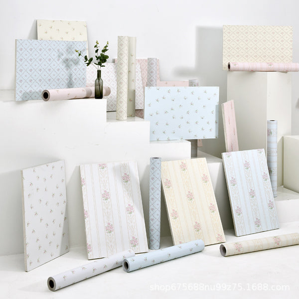 Wallpaper self-adhesive bedroom warm waterproof moisture-proof Korean pastoral flower wallpaper Internet celebrity background wall decoration sticker