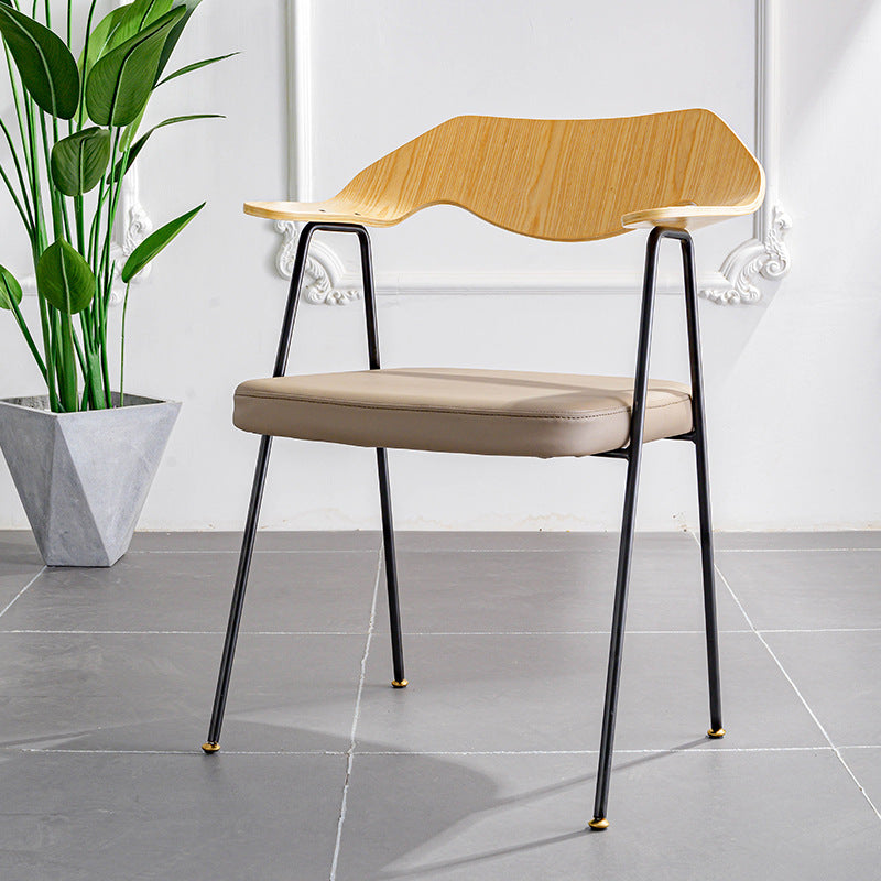 American loft wrought iron dining chair high-end music restaurant retro leather casual back chair cafe creative chair