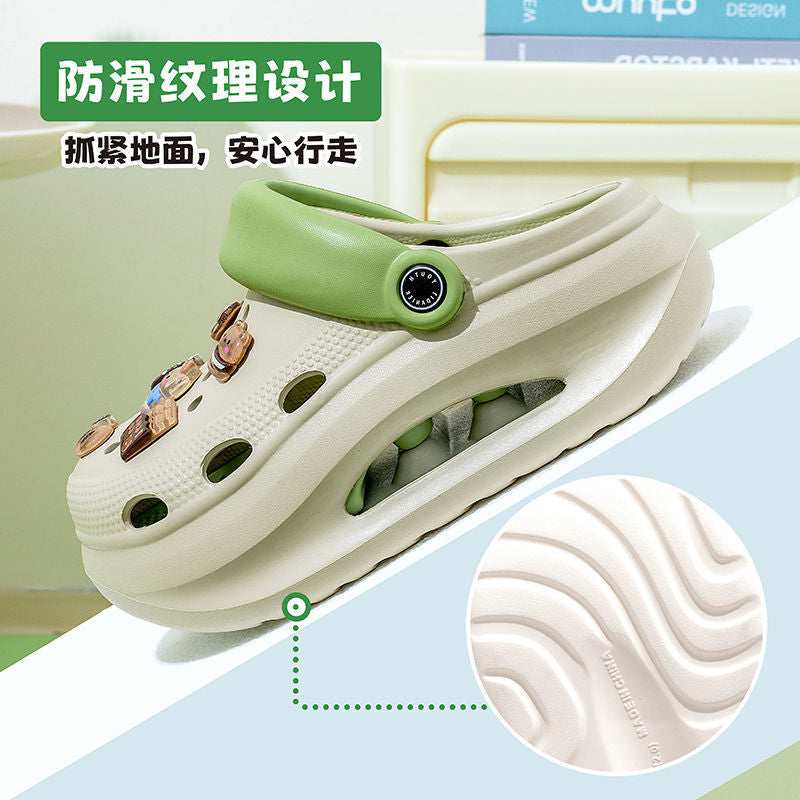 2025 new women's wedge platform clogs - summer outdoor wear, thick sole, two-wear style, chunky heel, non-slip beach sandals & slippers