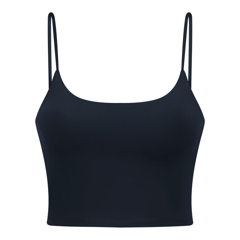 New women's sports yoga tank top with built-in bra pads, sexy spaghetti strap racerback fitness top, yoga camisole c5238