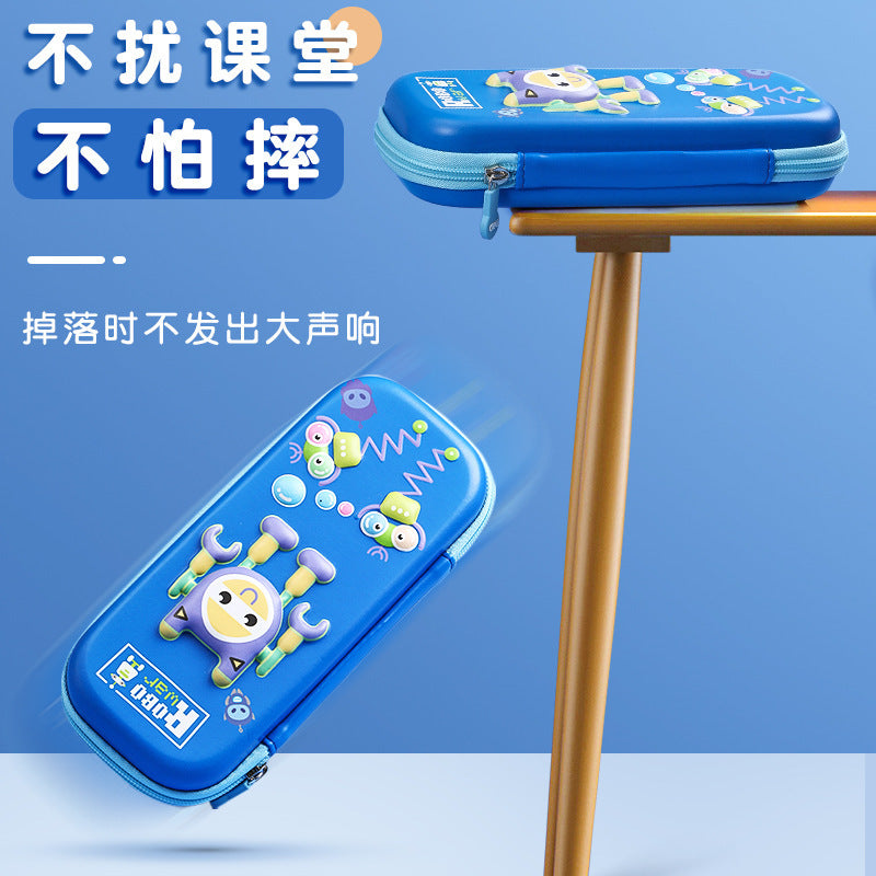 Deli EVA pencil case 3D cartoon robot large capacity pencil case girl stationery case boy girl pencil case