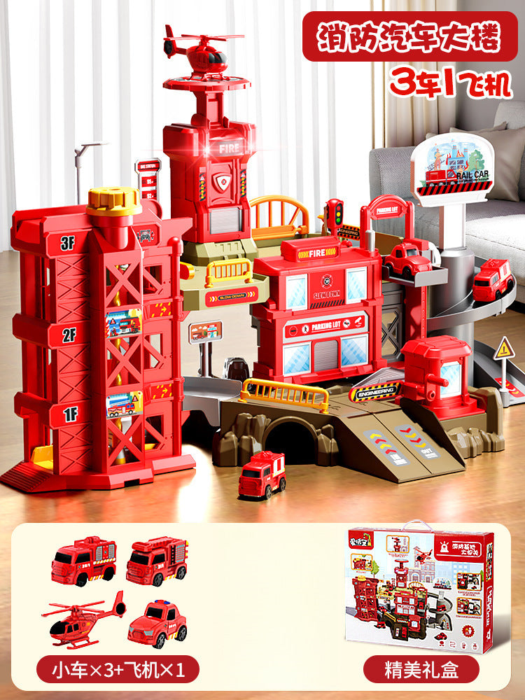 Construction track car sliding train parking lot car rush adventure 3 years old 4 boys educational kids toys