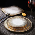 Minimalist gold matte western dinner plate - hotel & restaurant steak serving dish - stone texture square/round ceramic flat plate