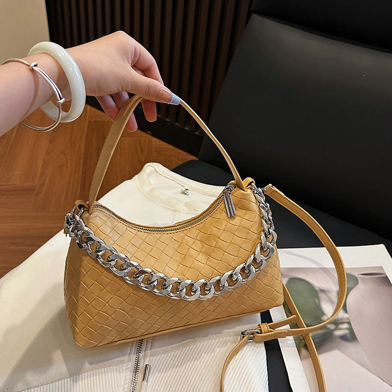 Foreign trade advanced sense foreign style small bag women's 2025 new woven chain hand bag versatile shoulder messenger bag