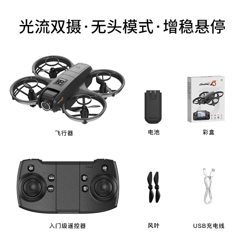 Yl3 mini quadcopter with screen, hd dual camera aerial photography drone, optical flow positioning remote control aircraft toy