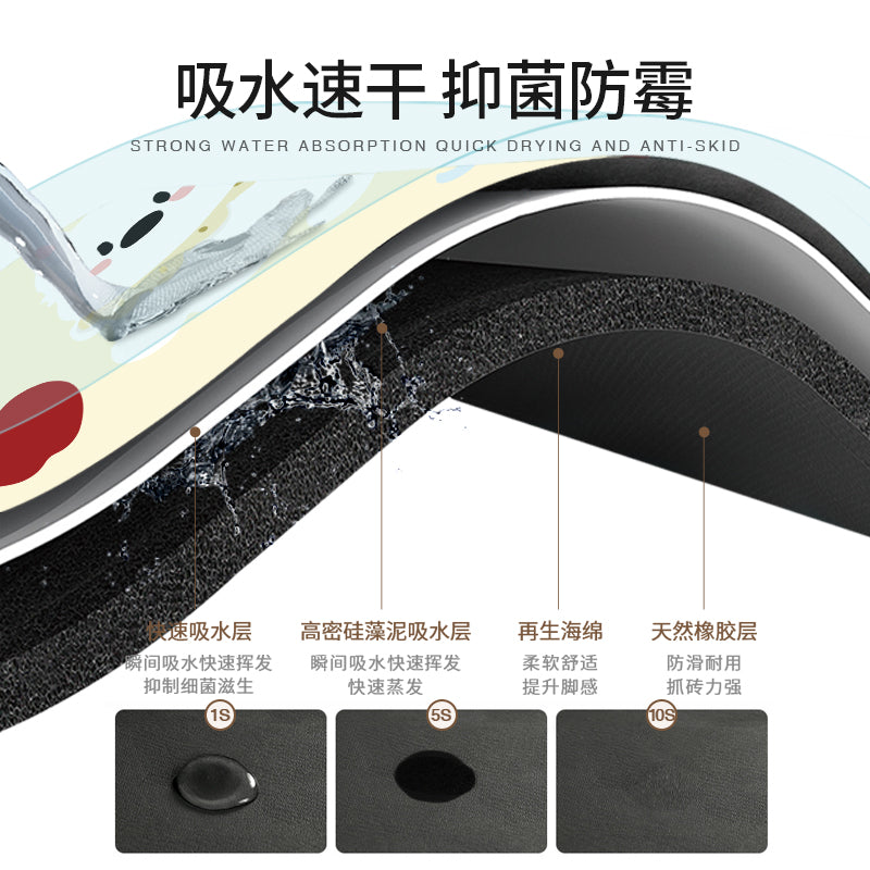 Kitchen floor mat corner l-shaped non-slip oil-proof mat diatom mud absorbent foot mat stain-resistant wipeable no-wash corner carpet