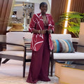 European and american women's clothing  autumn new collection: sweet and fresh printed long-sleeve blazer and pleated wide-leg pants two-piece set