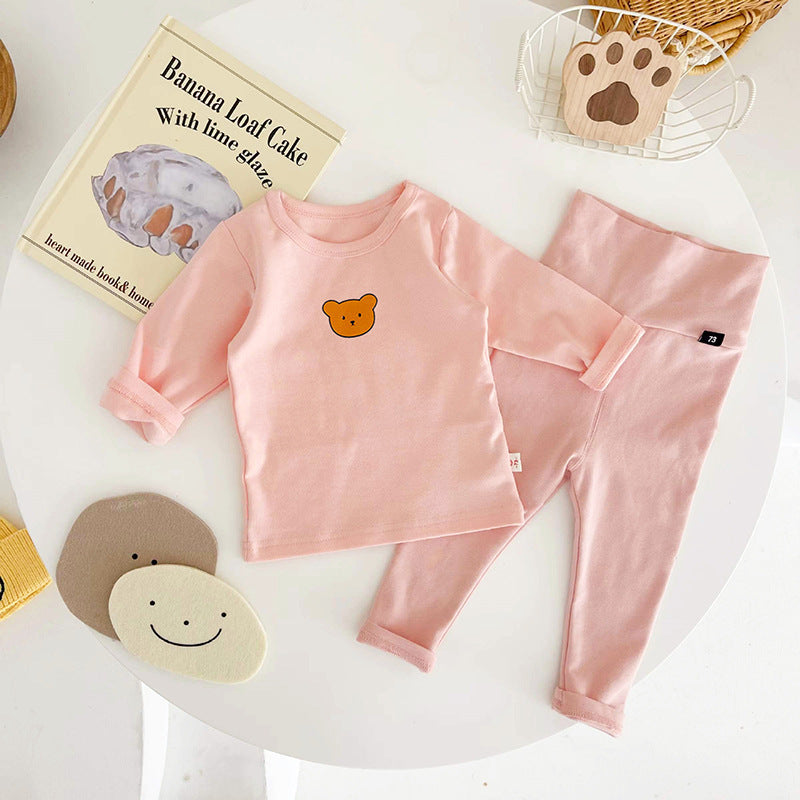 new korean style ins-style spring/autumn baby thermal underwear set - belly protection, loungewear, and sleepwear