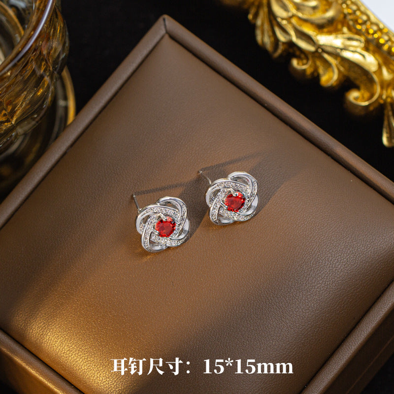 [set] cross-border fashion elegant light luxury full zirconium sweater chain exquisite copper micro-embedded earrings necklace jewelry combination