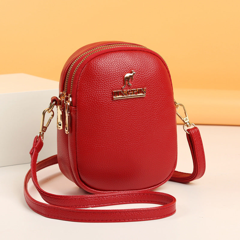 Women's phone bag 2024 new arrival: premium multi-layer soft leather fashionable versatile shoulder bag & crossbody bag