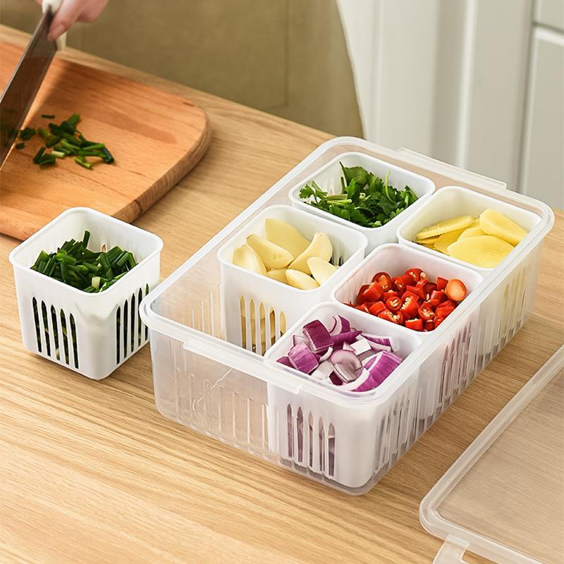 Scallion storage box for home onion ginger garlic crisper wholesale kitchen refrigerator fruit food crisper drain box