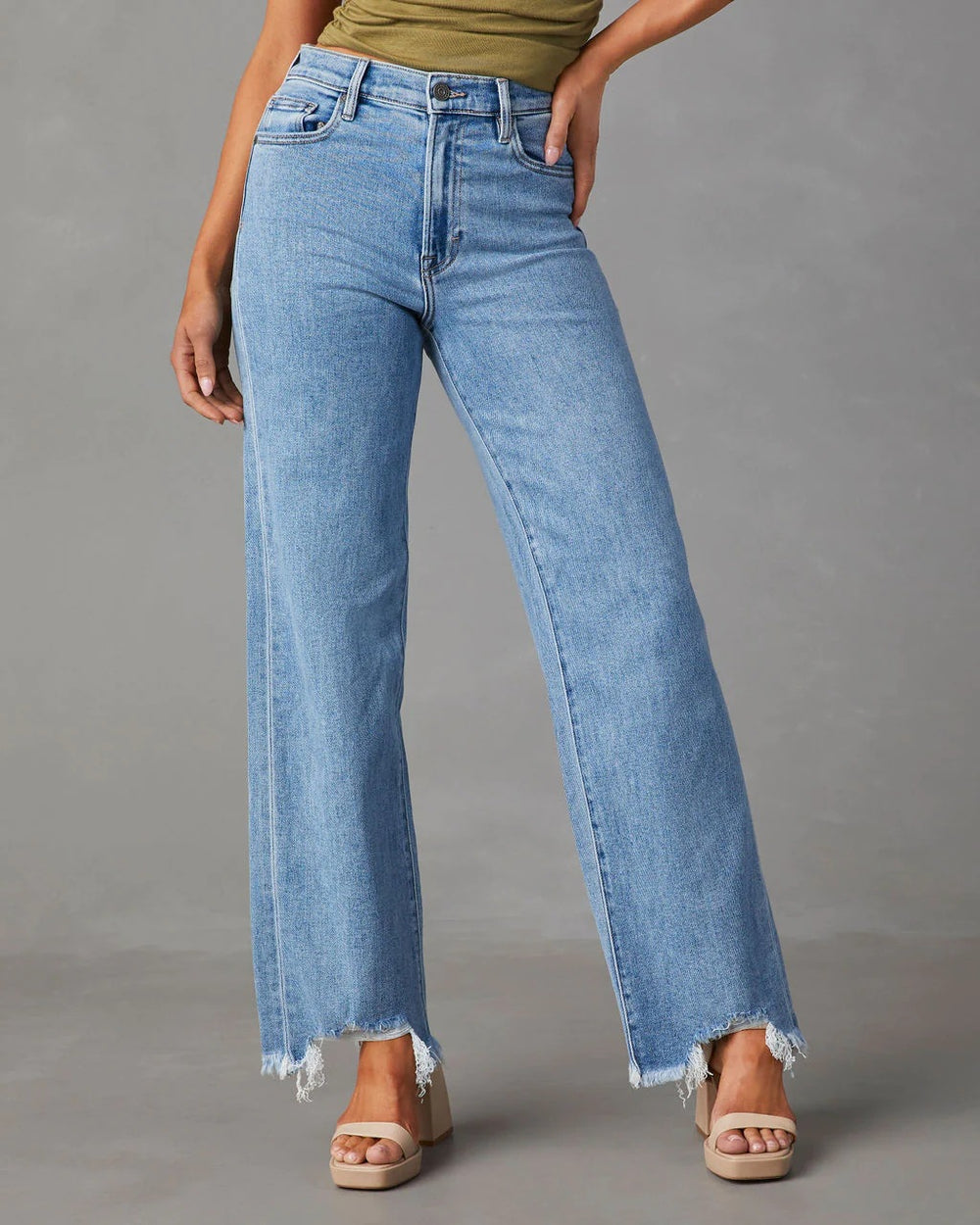 European and american distressed jeans for women - new  style loose wide leg streetwear washed denim pants