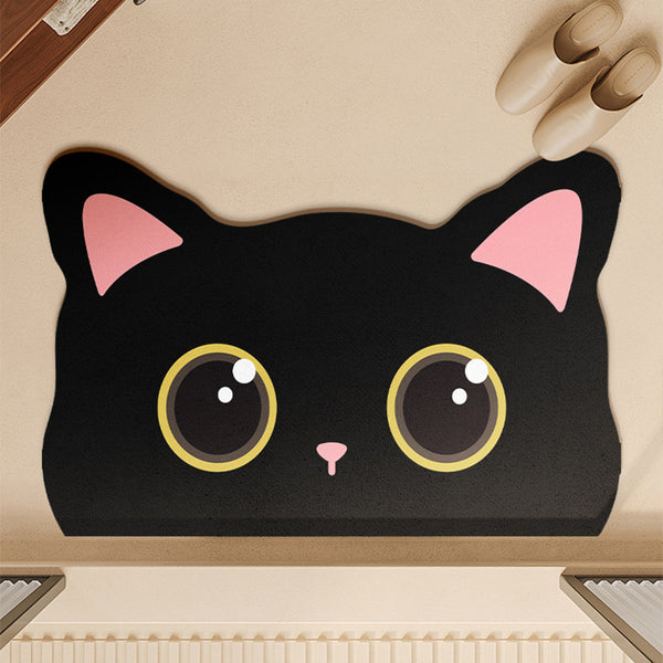 Bathroom floor mat, special-shaped cat, cute diatom mud, quick-drying water absorption, bathroom door bath non-slip floor mat
