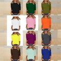 new women's crew neck t-shirt with 3/4 sleeves - solid color top for cross-border  sales