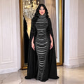 C7709 cross-border   fashion women's elegant rhinestone and beaded evening dress