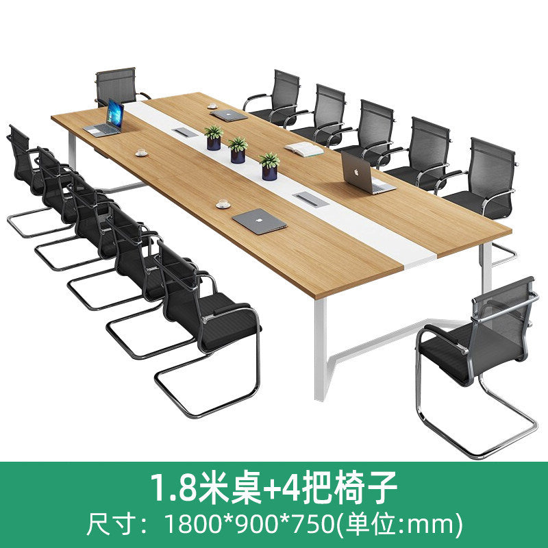 Conference table - modern minimalist office furniture for staff training, meetings, and reception - long table and chair set