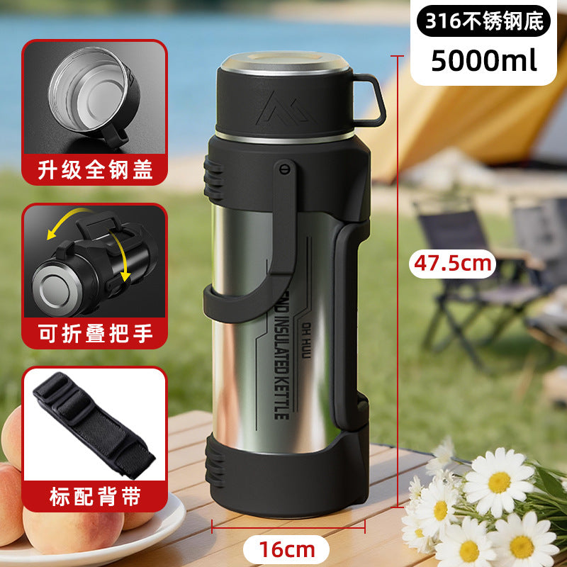 316 stainless steel large capacity collapsible handle thermos kettle - outdoor, car, portable water bottle - travel kettle wholesale with custom logo