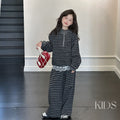Girls'  autumn striped hoodie set: stylish hooded sweatshirt and wide-leg pants two-piece outfit for big girls