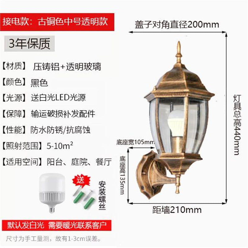 Outdoor wall light waterproof antique courtyard lamp european style outdoor villa pillar wall lamp luxury hexagonal wall sconce - hardwired