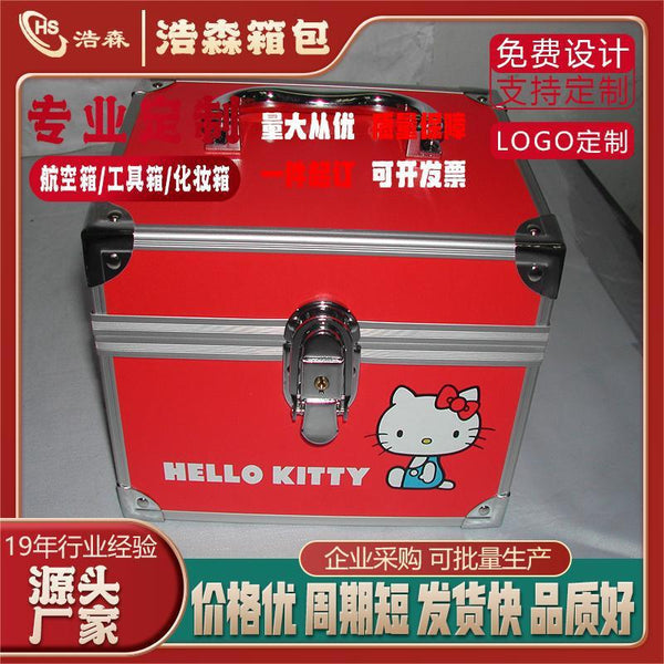 Customized HalloKitty Cosmetic Case Shockproof Aluminum Alloy Air Case Hardware Tools Trolley Case Exhibition Transport Case