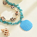 European and american cross-border fresh and sweet blue shell pendant necklace casual vacation summer shell layered clavicle chain for women