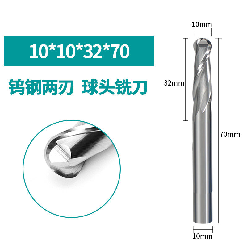 3.175-12Mm double blade spiral ball end milling cutter embossed carving woodworking milling cutter cnc tungsten steel ball end milling cutter