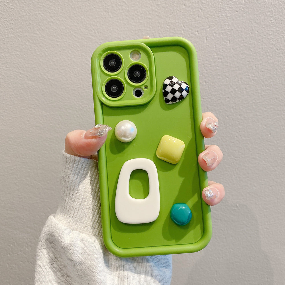 Ins gaozhu is suitable for apple 16pro hairpin love checkerboard mobile phone case iphonex/12 all-inclusive protective cover