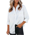 spring/summer solid color long-sleeve blouse: elegant commute style with turn-down collar, european and american fashion solid color cardigan, satin shirt
