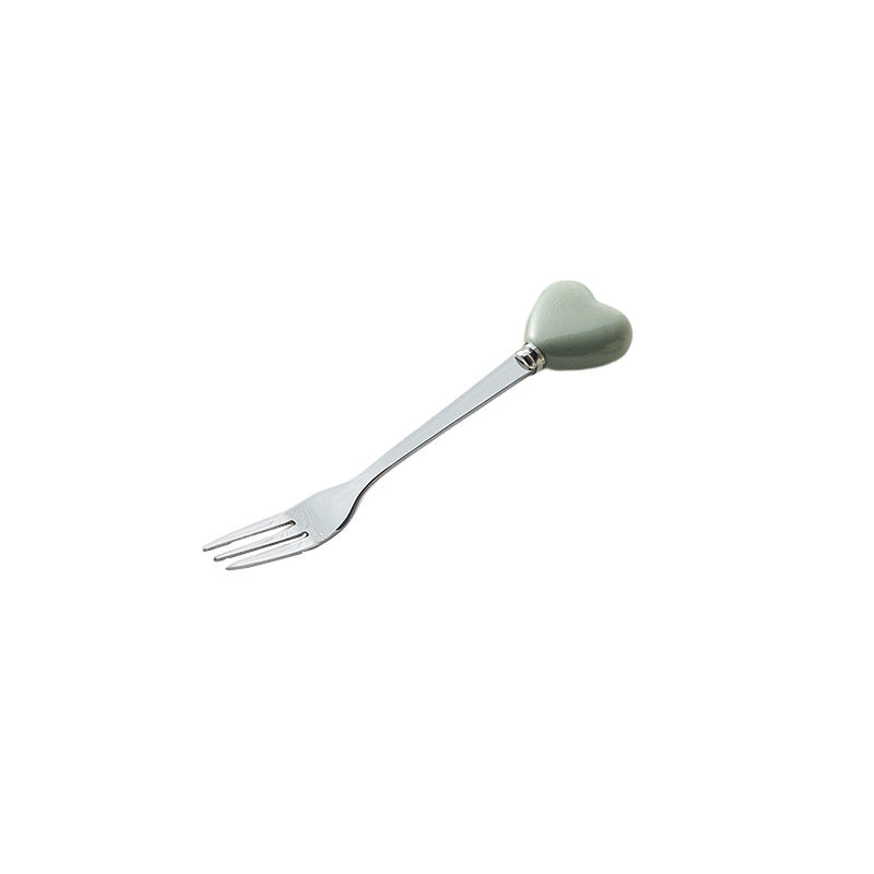 High-style ceramic handle forks, stainless steel household spoons, heart-shaped coffee stirrers, creative dessert spoons - wholesale