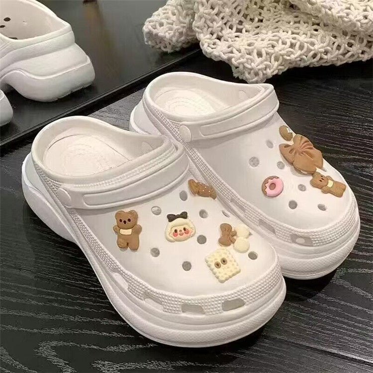 Crocs women's ins trendy summer thick sole high heels nurse baotou half drag cute outwear stepping on shit feeling beach sandals