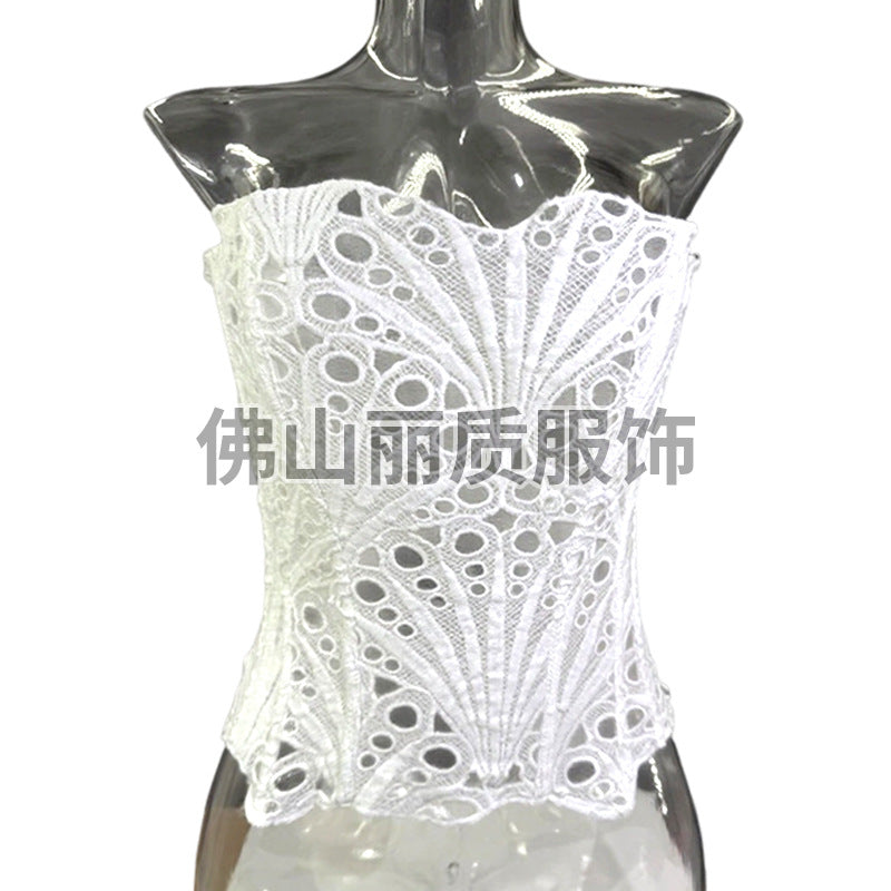 European and american court style hollow-out lace mesh corset bustier - breathable mesh sexy shaping top