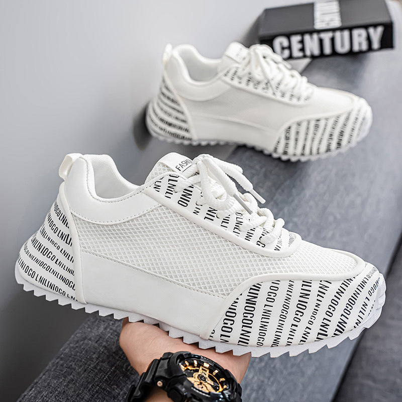 2025 winter men's trendy casual shoes: versatile, breathable mesh, fashionable soft sole, lightweight korean style running sneakers