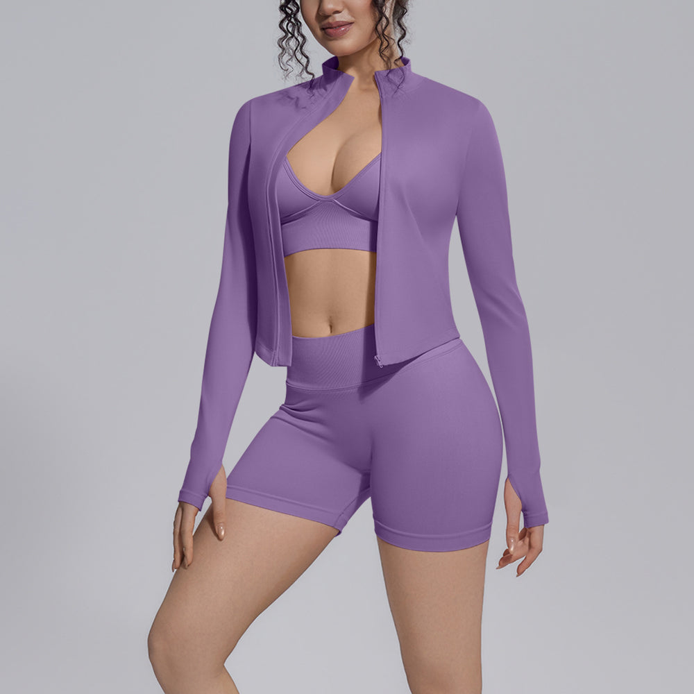 New peach lift tight shorts yoga workout set - 3 piece, sweat-wicking, quick-dry, outdoor casual seamless activewear for women