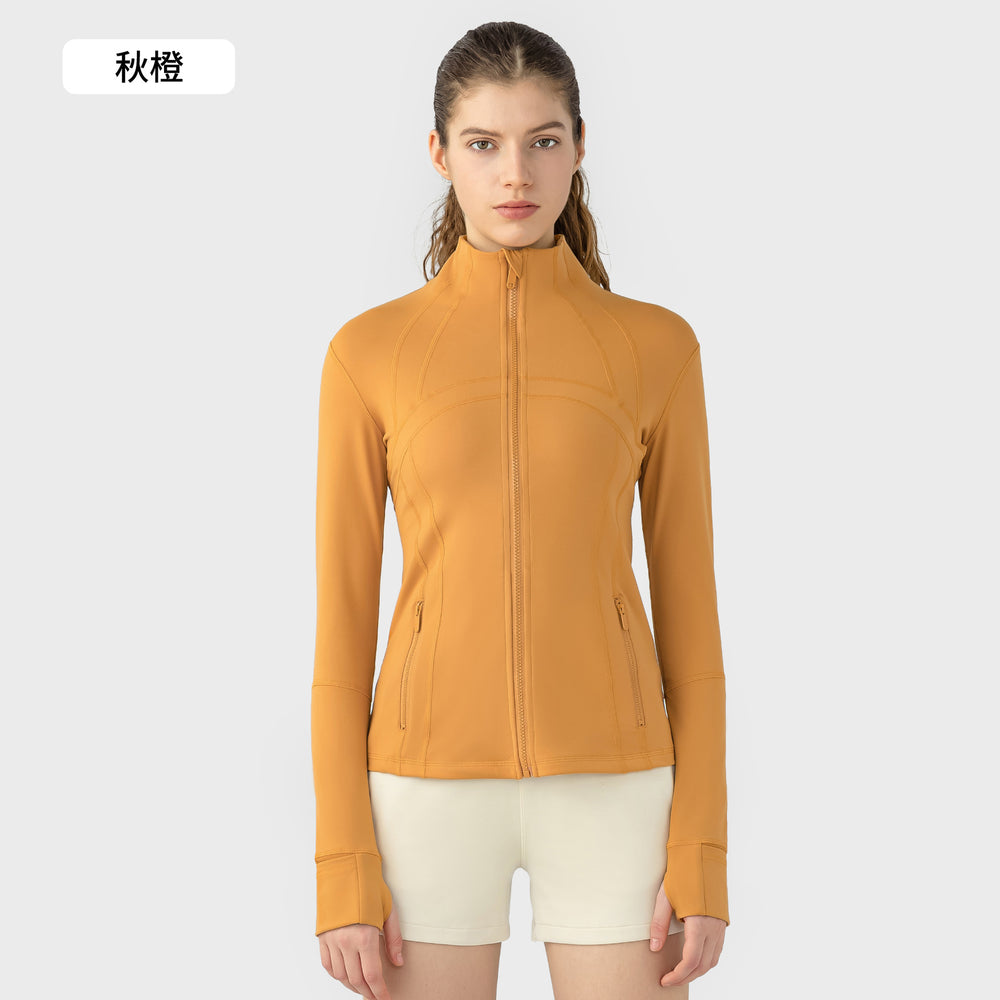 Fall and winternew arrival yoga sports outwear women's elastic zipper running fitness yoga long sleevestopsjacketz18031