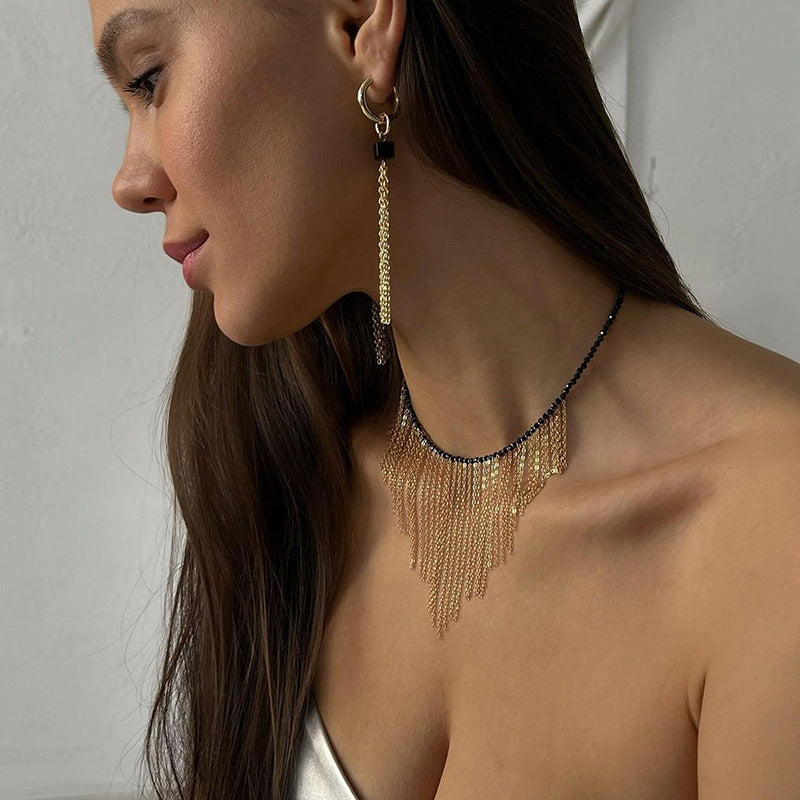 Tassel necklace wholesale european and american cross-border e-commerce foreign trade jewelry personalized exaggerated pendant niche rice bead clavicle chain for women