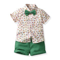 European and american style baby summer overalls set - new fashionable boys' summer lightweight short-sleeve two-piece outfit