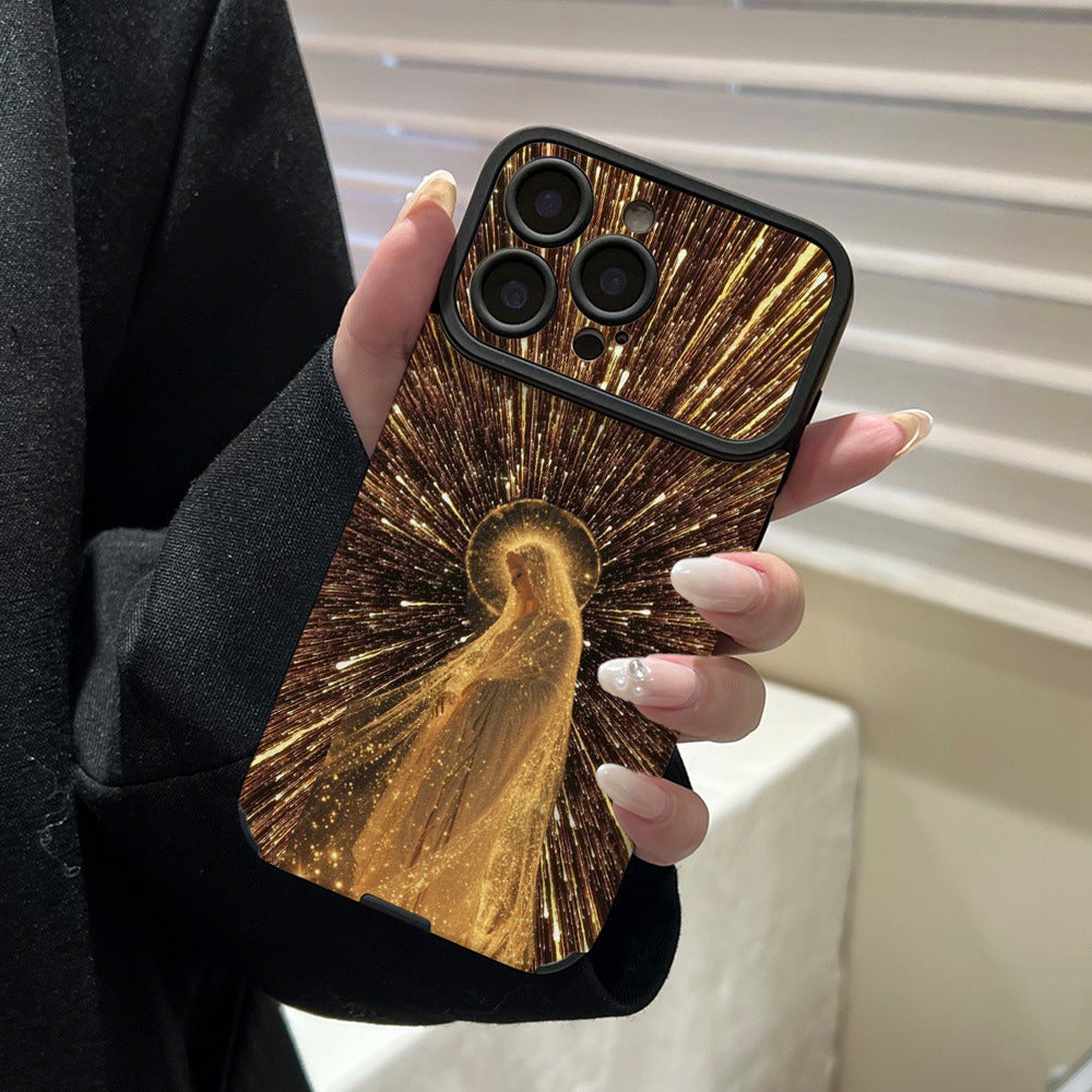Gilded madonna phone case for iphone 17 pro max, apple 16, unique leather skin protective cover for iphone 13