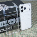 Unisex c-ring opening apple 17promax mobile phone case suitable for iphone15 transparent magnetic four-corner anti-fall case