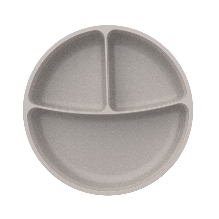 Custom food-grade silicone baby feeding plate - all-in-one snack tray with suction cup, round divided food bowl, weaning supplies