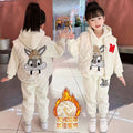 Girls' three-piece set: new  autumn/winter outfit - vest, kids' sweatshirt, fleece-lined, thickened, mid-to-large size, chanel-inspired style