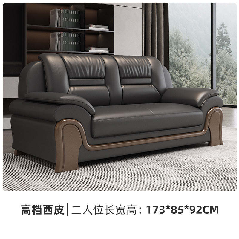 Office sofa business casual living room hall hotel reception casual area genuine leather coffee table reception office combination