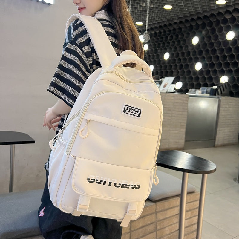School season new nylon lightweight junior high school student schoolbag large capacity simple leisure bag trendy backpack