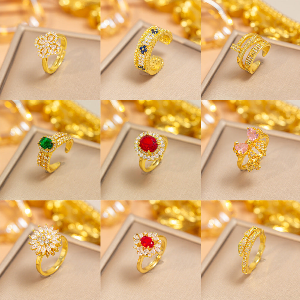hot-selling design, full of diamonds, inlaid with zircons, exquisite women's openable adjustable rings, popular fashion accessories