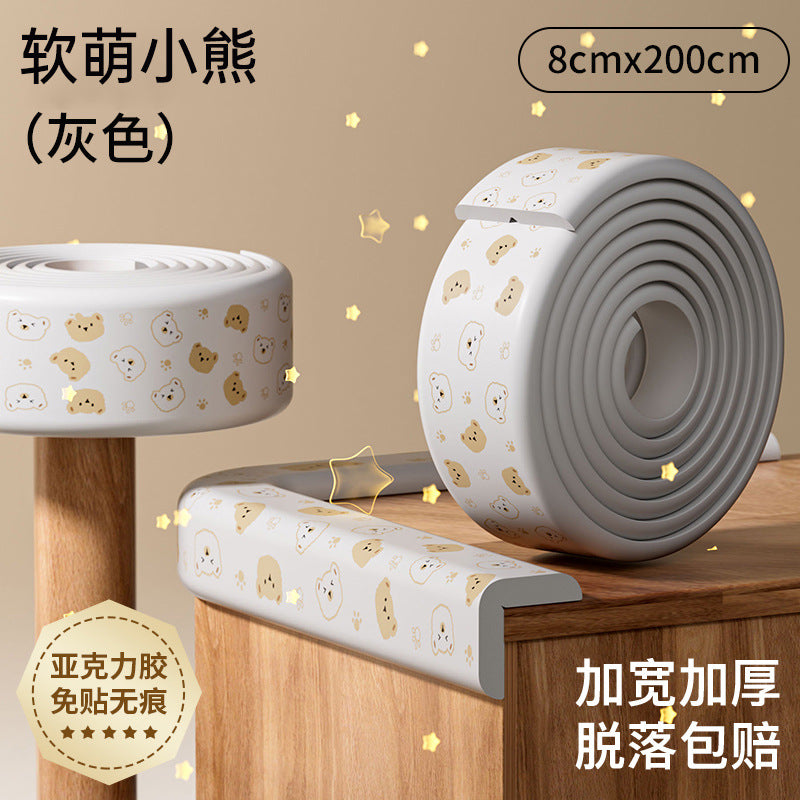 Cartoon print anti-collision strips, thickened baby safety corner protectors, damage-free anti-collision strips for kids