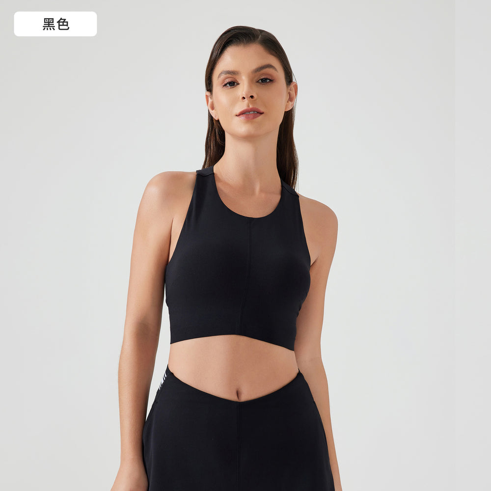 New high-impact tank top sports bra - seamless, backless, push-up, side support, yoga bra d25020