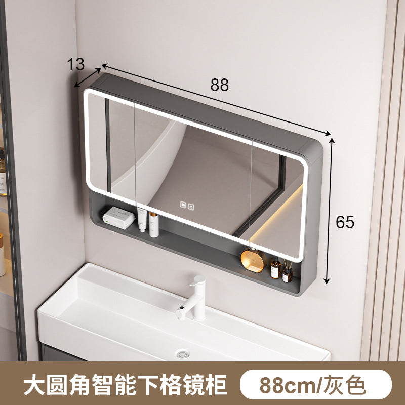 Honeycomb aluminum arc bathroom mirror cabinet lighting locker toilet wall-mounted mirror with vanity mirror smart mirror case